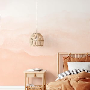 Trendy Self Adhesive Wallpaper | Pastel Peach Watercolor Mural for Bedroom | Modern Wall Decor for Living Rooms | Boho Wall Mural