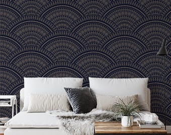 Vintage Geometric Wallpaper in Peel and Stick Featuring Black Design Removable Decor for Bedroom