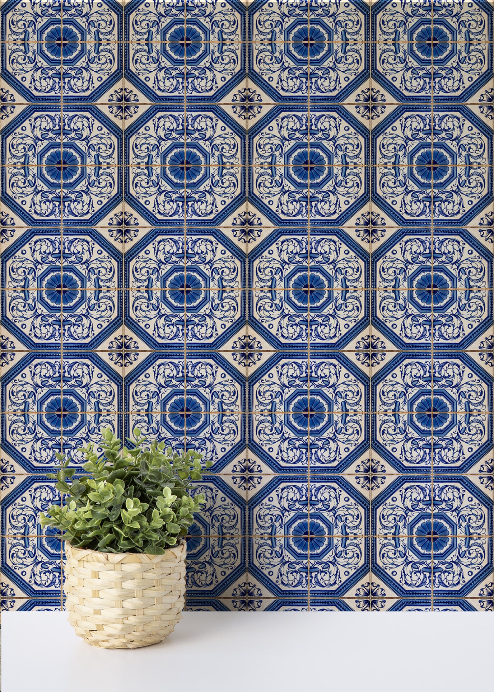Peel and Stick Tile Wallpaper Beautiful Blue Wallpaper | Etsy