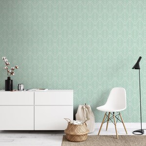 Botanical Leaf Geometric Green Wallpaper Removable Vinyl Peel and Stick Bedroom Decor bild 3