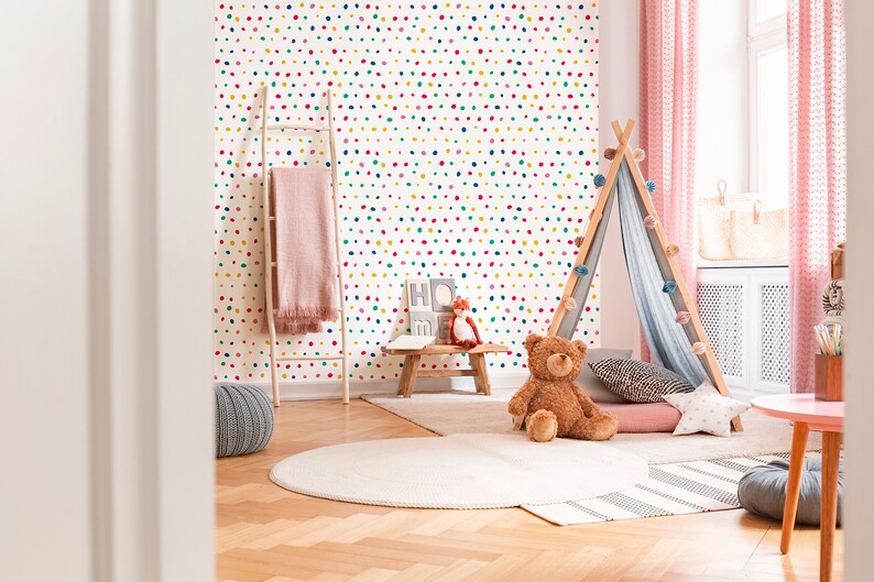 Polka Dot Peel and Stick Wallpaper Removable Wallpaper Etsy