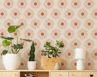 Floral Wallpaper Removable Peel and Stick Boho Sunburst Wallpaper For Living Room Decor