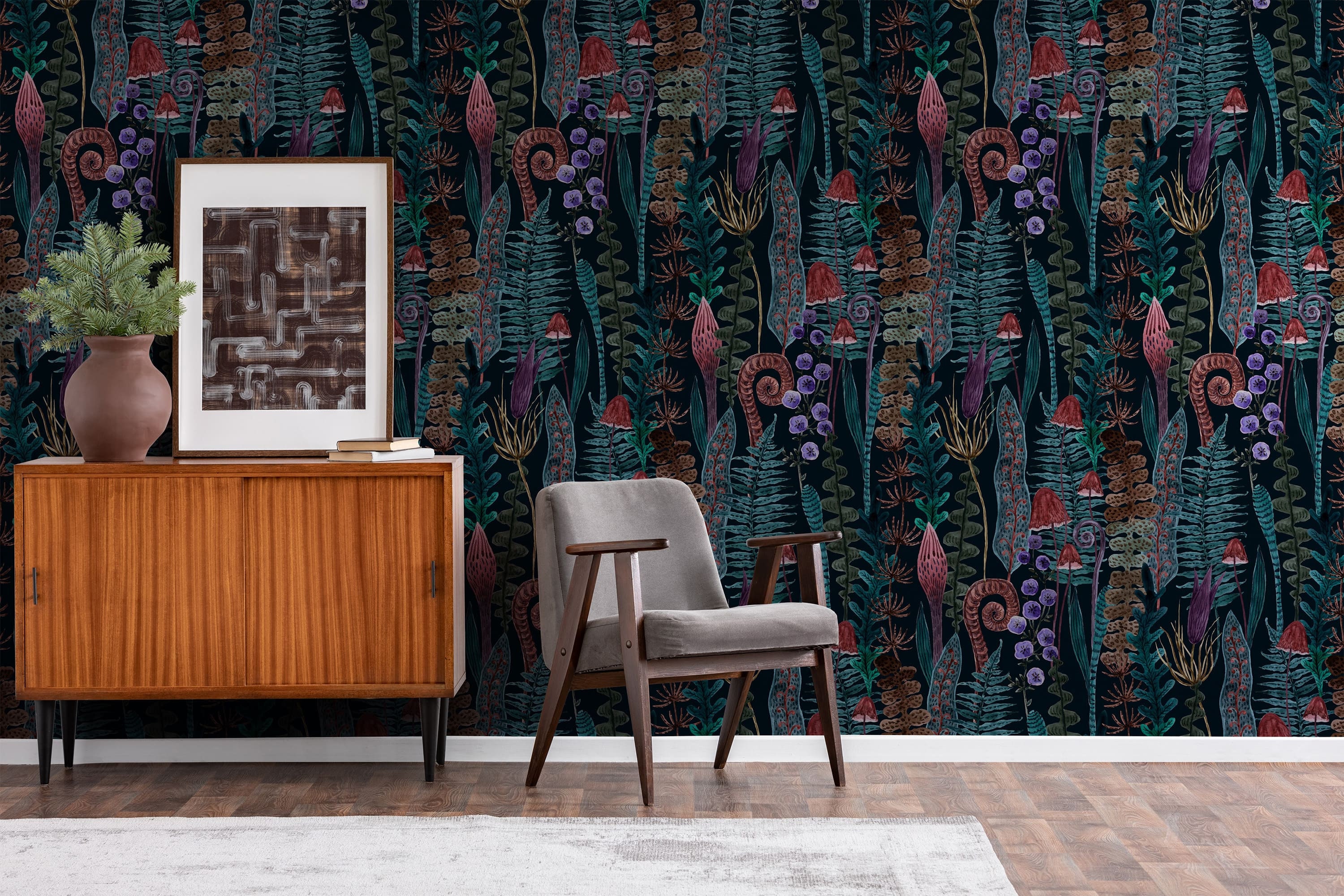 Black Secret Garden Peel and Stick Wallpaper Dark Cottagecore Etsy