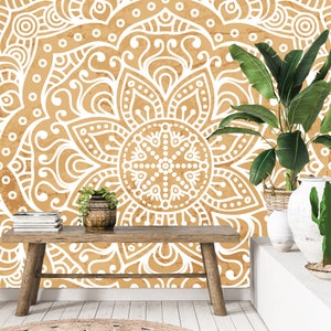 Peel and Stick Wallpaper, Removable Home Decor Mandala Wallpaper, Odour Free, Washable Wall Paper for Living Room