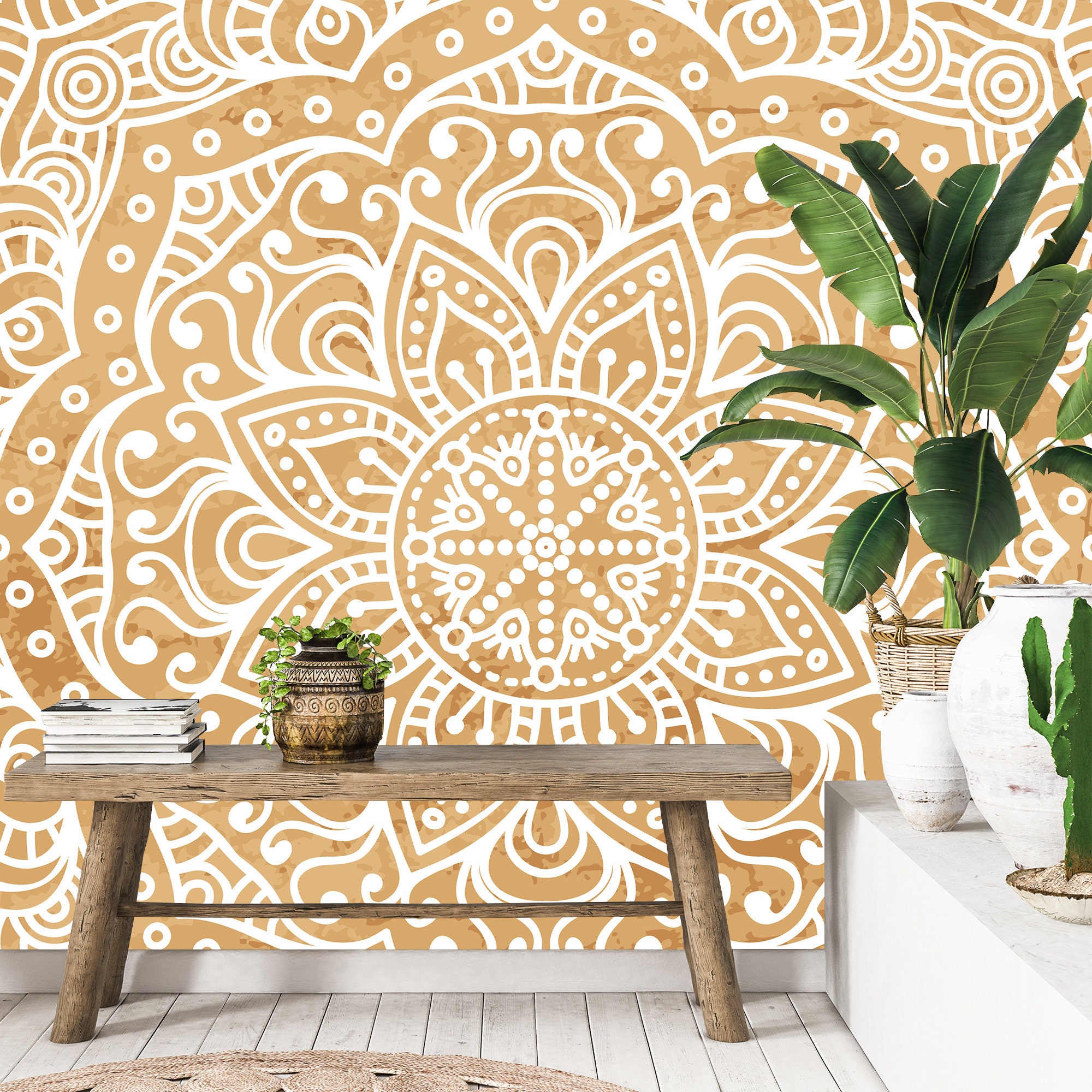 Peel and Stick Wallpaper Removable Home Decor Mandala Etsy