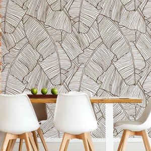 Banana Leaf Peel and Stick Wallpaper, Tropical Wallpaper Mural, Peel and Stick Wallpaper, Boho Wallpaper, Monstera Banana Leaf Wall Art