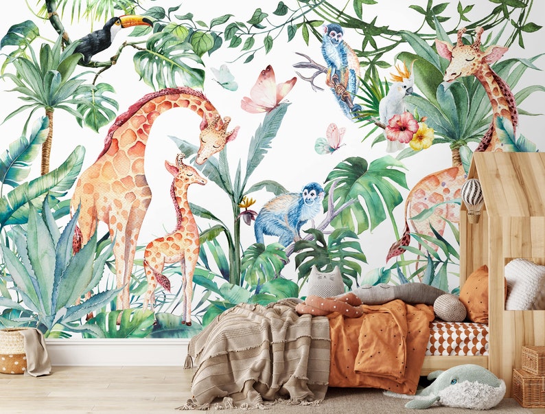 Safari Nursery Peel and Stick Wallpaper Animal Removable - Etsy
