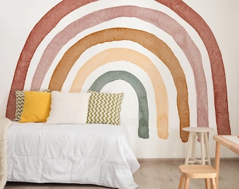 Watercolor Rainbow Wallpaper Removable Peel and Stick for Nursery Baby Room Decor