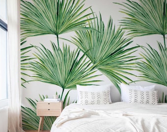 Tropical Palm Leaf Wallpaper Bold Botanical Peel and Stick Wall Mural