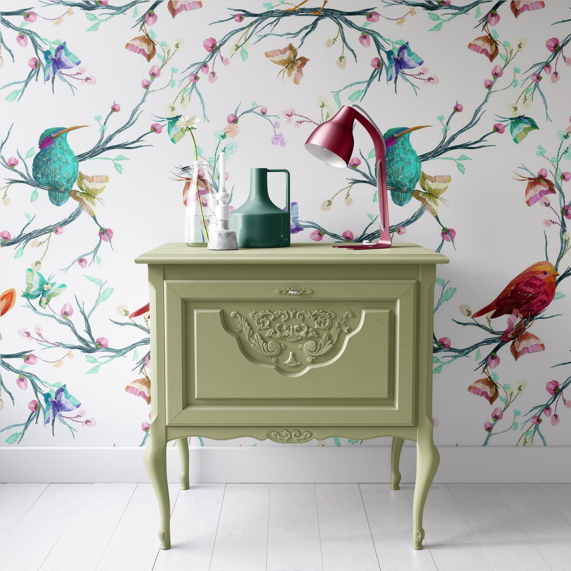 Minimal Birds wallpaper Peel and Stick Wallpaper Custom | Etsy