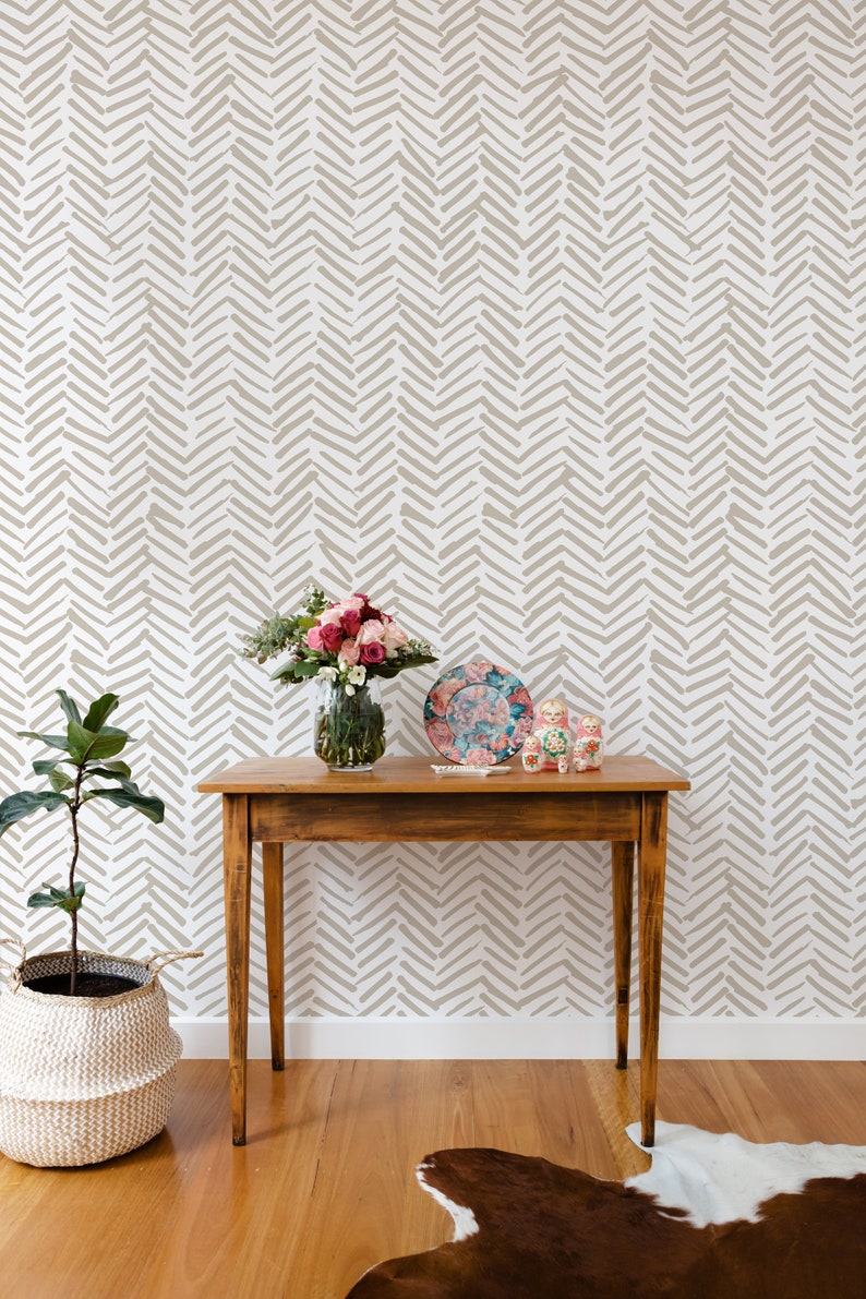 Peel and Stick Wallpaper Herringbone Geometric Wallpaper - Etsy