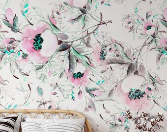 Floral Wallpaper Removable Peel and Stick Rose Wallpaper For Living Room Decor