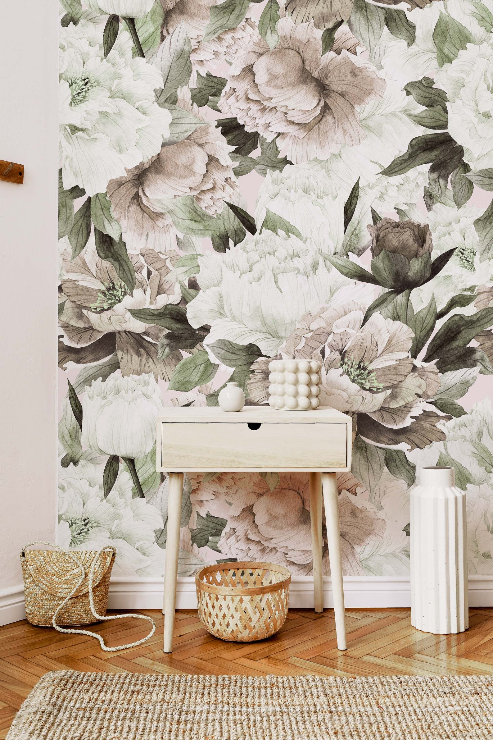 Vintage Floral Removable Wallpaper Flower Wall Decor Peel & Etsy