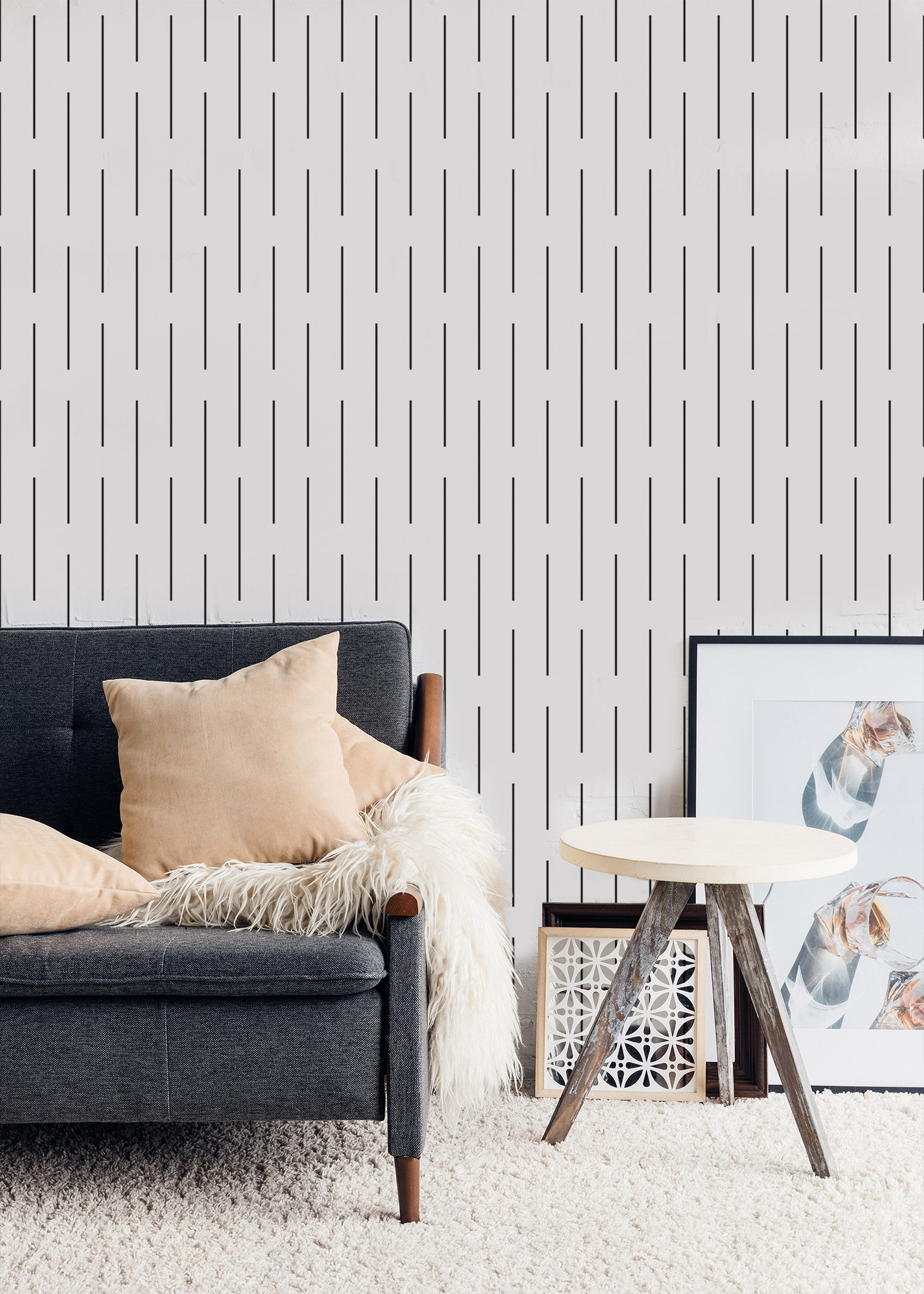 Peel and Stick Wallpaper Geometric Modern Wallpaper Black & | Etsy