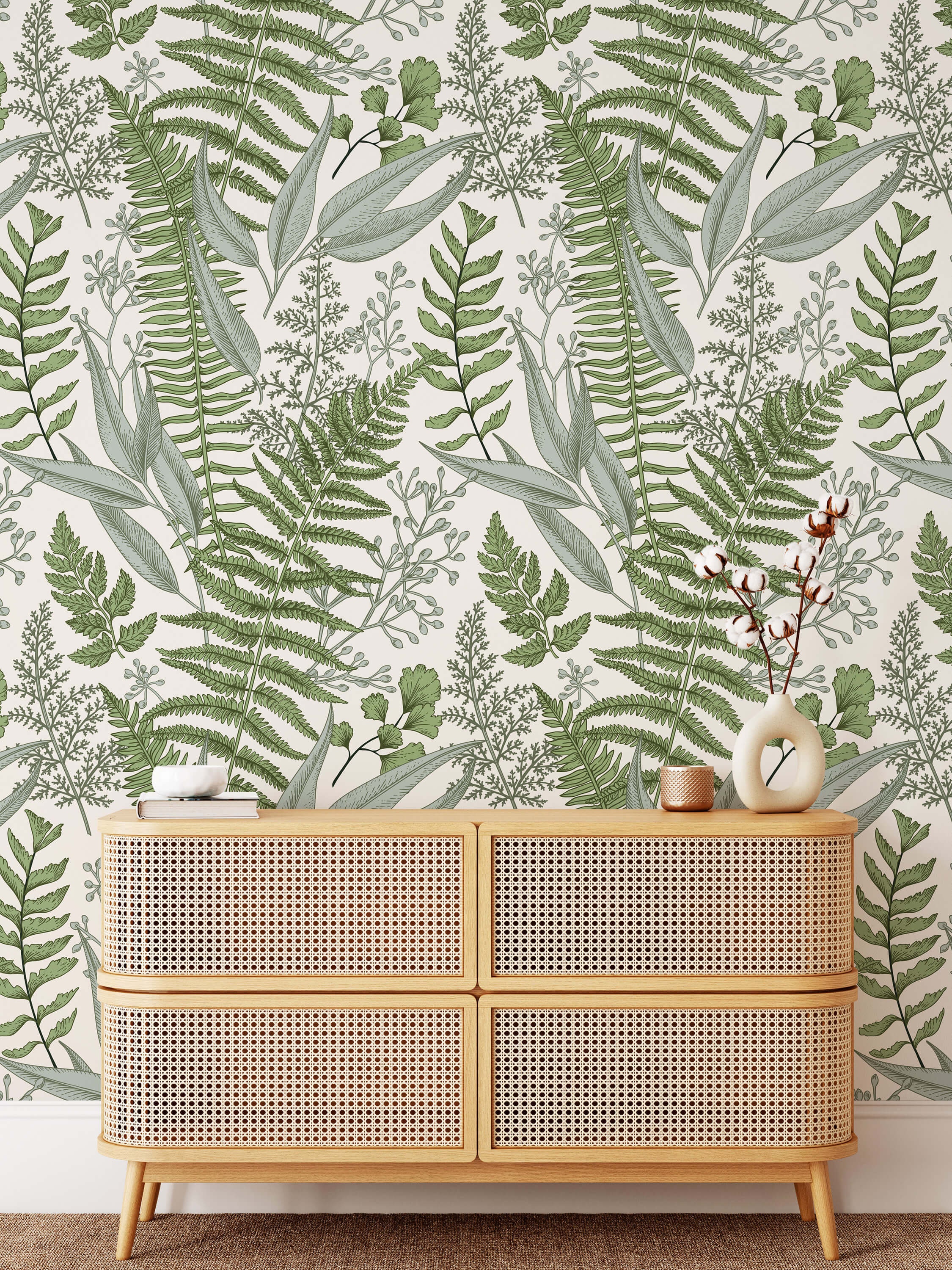 Fern Wallpaper Green Stick on Wallpaper Smooth and Textured Etsy