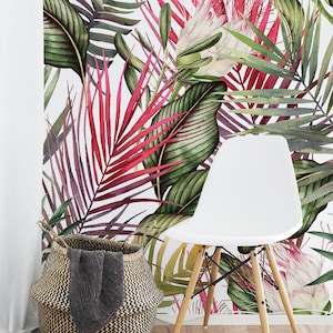 Peel and Stick Wallpaper, Removable Tropical Wallpaper Custom, Odour Free, Leaf Wall Paper for Living Room T030