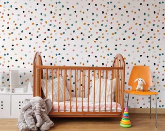 Papel pintado removible de lunares coloridos para habitación de niña, mural de pared autoadhesivo para decoración.