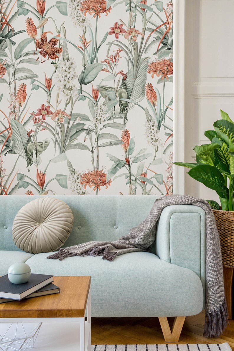 Vintage Botanical Wallpaper Peel and Stick Floral and - Etsy