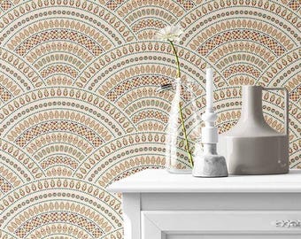 Beige Art Deco Geometric Wallpaper Removable Peel and Stick Wall Mural
