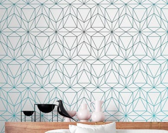 Geometric Blue Peel and Stick Wallpaper Abstract Removable Wall Mural