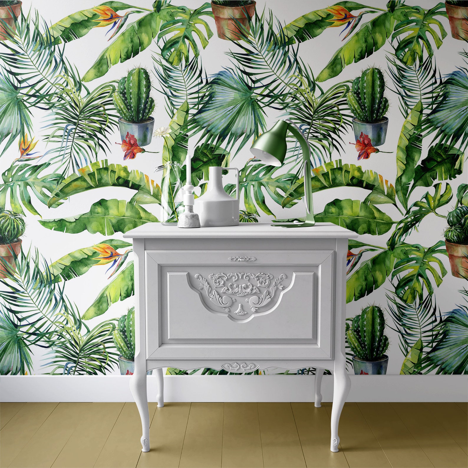 Peel and Stick Wallpaper Beautiful Vinyl Tropical Wallpaper | Etsy