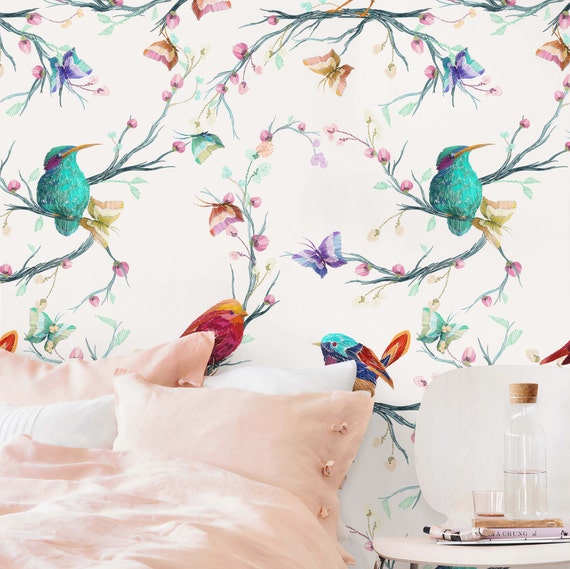 Birds and butterflies wallpaper deals