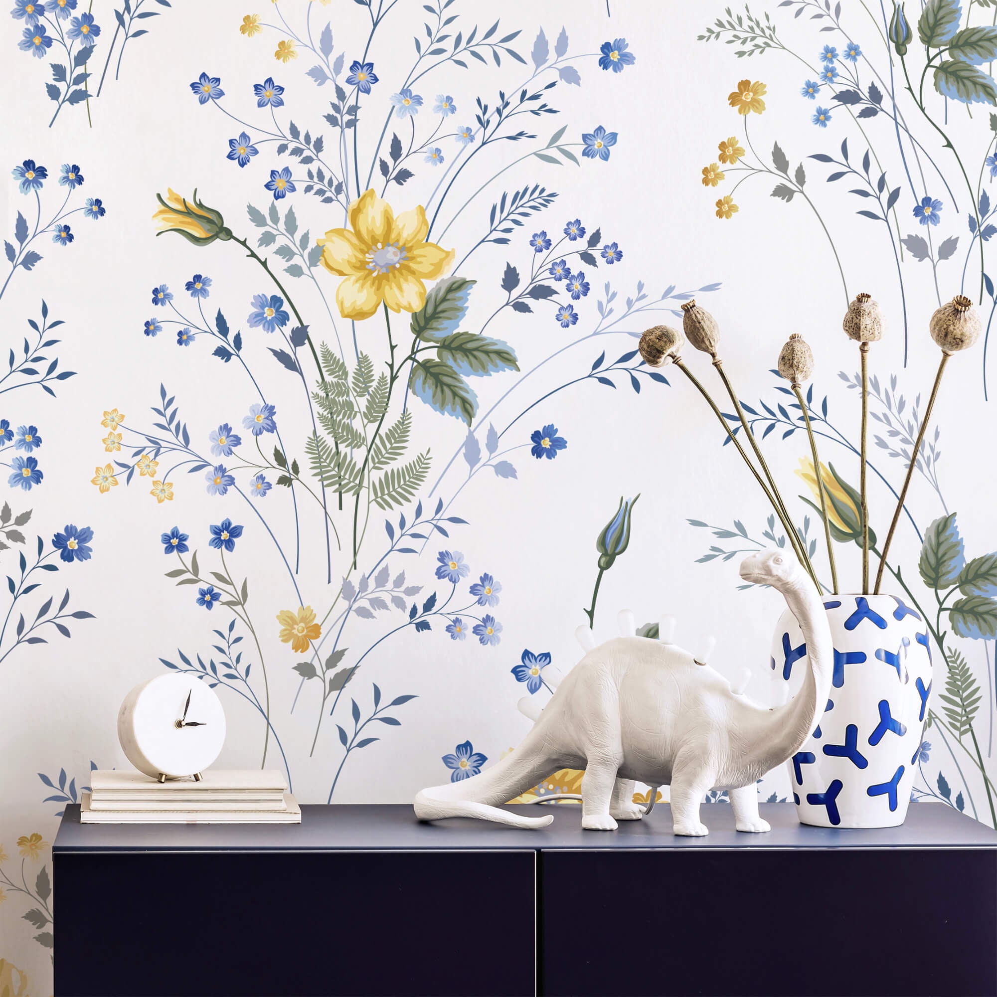 Vintage Floral Removable Wallpaper Spring Wall Cover Self Etsy