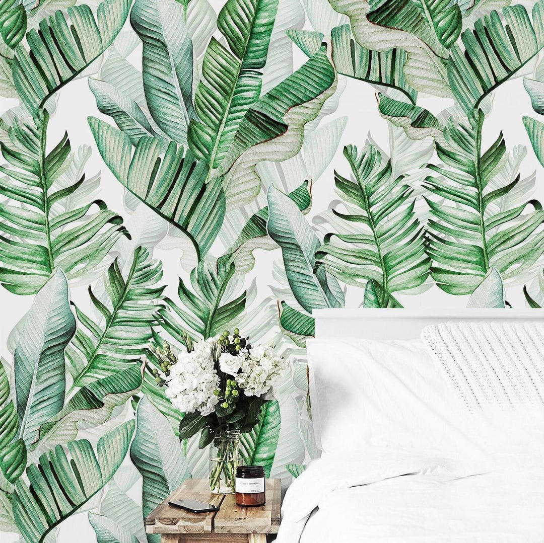 Tropical Banana Leaf Peel and Stick Wallpaper Jungle Floral Removable ...