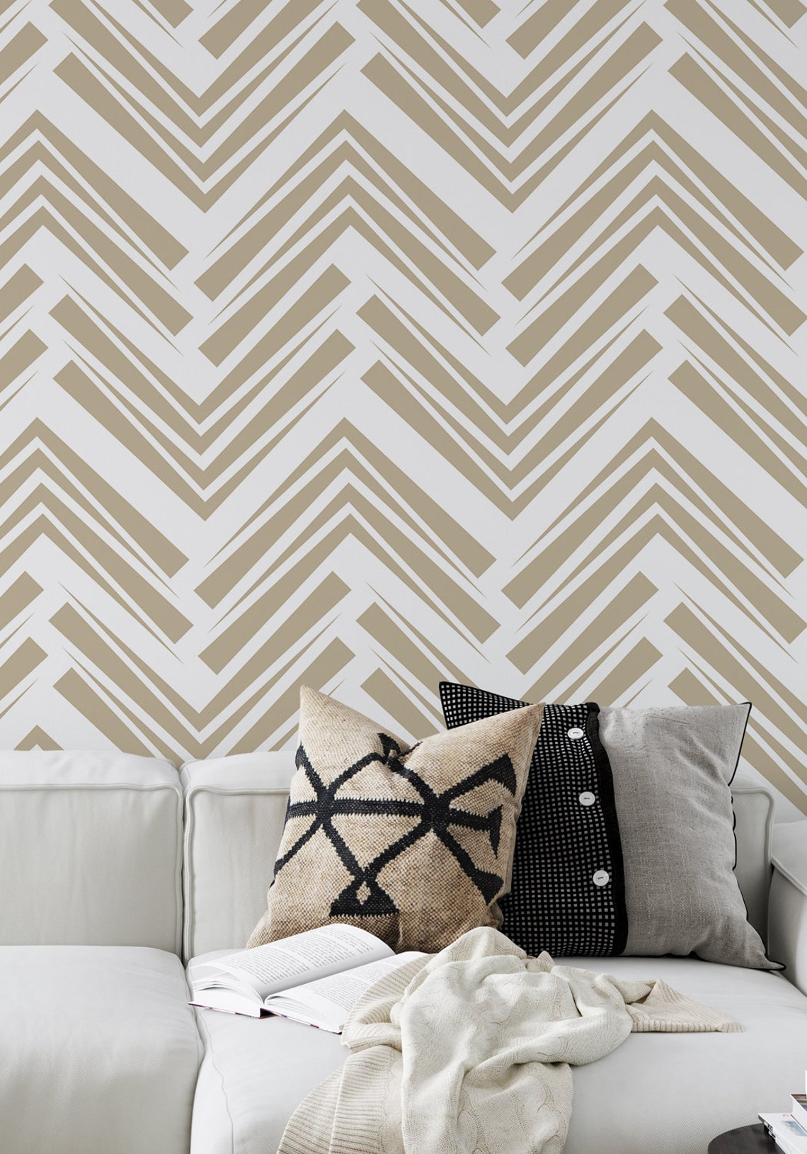 Peel and Stick Wallpaper Brown Wallpaper Geometric Custom - Etsy