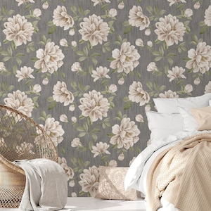 Magnolia Flower Peel and Stick Removable Wallpaper,  Botanical, and Watercolor Designs for Your Living Room