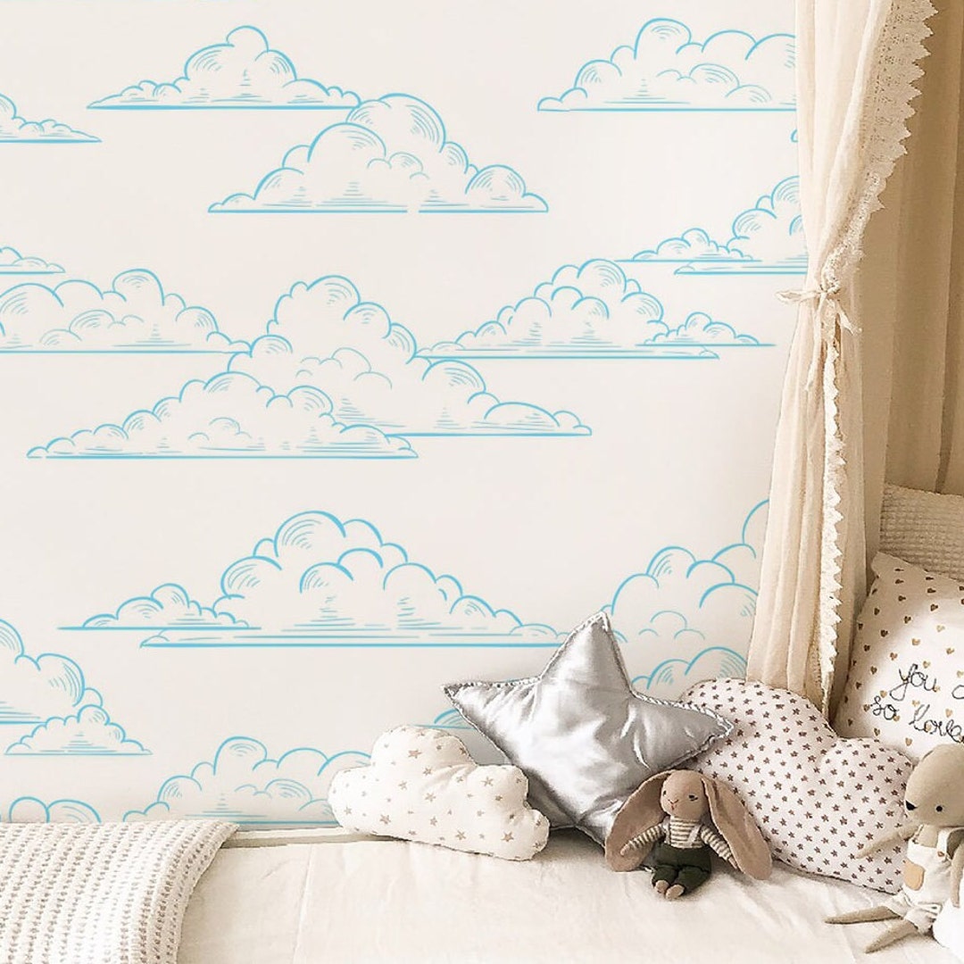 Clouds Wallpaper, Wall Mural Wallpaper Clouds, Peel and Stick Wallpaper ...