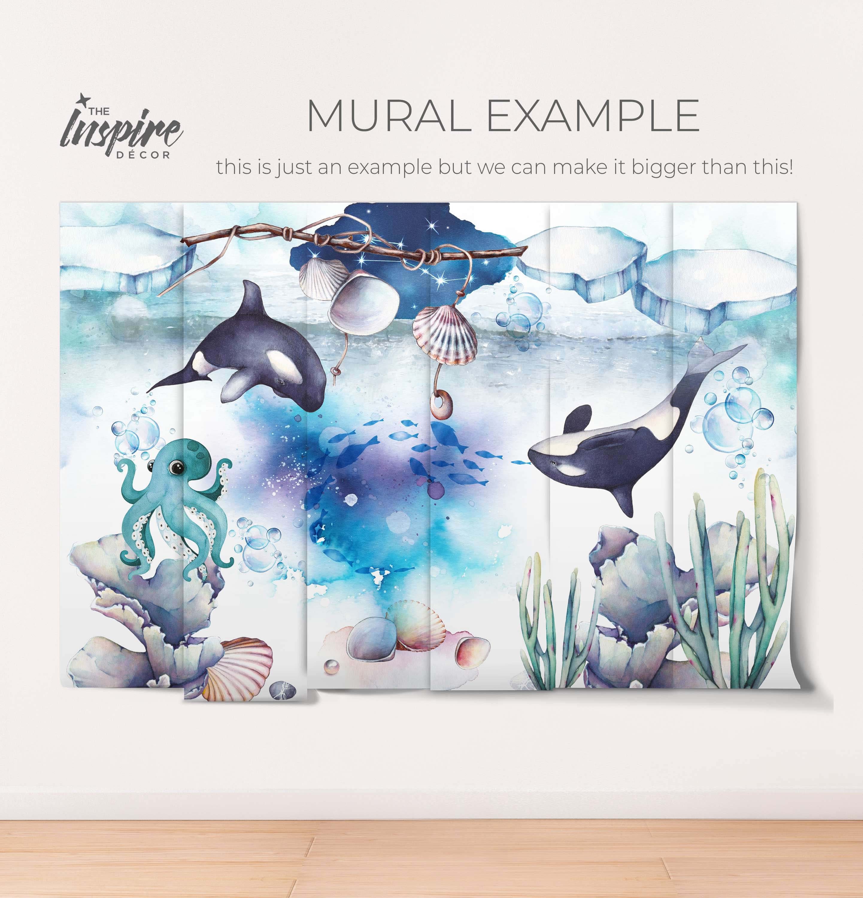 Blue Peel and Stick Wallpaper for Boy Ocean Creatures Etsy