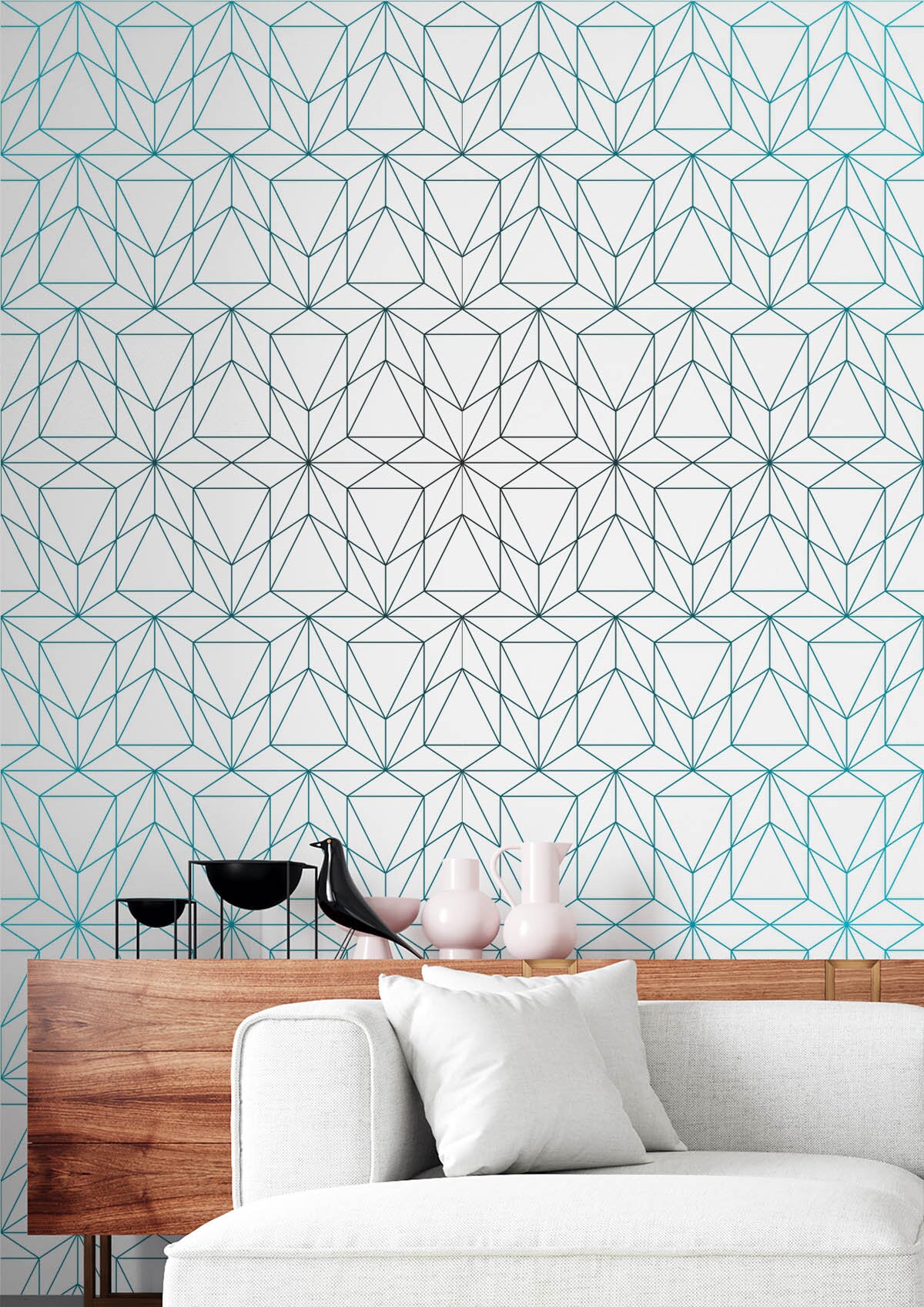 Peel & Stick Wallpaper Removable Wallpaper Geometric Blue | Etsy