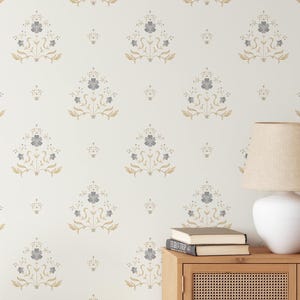Peel and Stick Wallpaper, Abstract Wall Art for Living Room, Retro Blue and Beige Wall Mural, Rustic Earth Tone Wallpaper for Home Decor