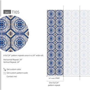 Mediterranean Blue Tile Wallpaper Blue and White Moroccan - Etsy