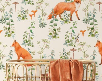 Woodland Fox Wallpaper: Whimsical Forest Animals, Peel and Stick Nursery Decor