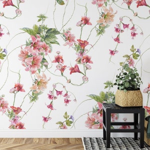 Removable Wallpaper Peel and Stick Wallpaper Wall Paper Wall Mural - Floral Wallpaper Vintage Wallpaper Printable Wall Art - B020
