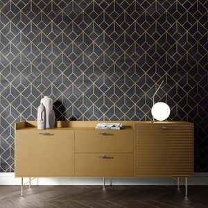 Black Gold Geometric Wallpaper Art Deco Peel and Stick Removable Wall Decor image 4