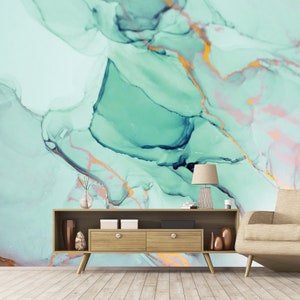 Green Wallpaper Removable, Marble Wallpaper Removable, Peel and Stick Green Wallpaper Marble, Classic Wallpaper, Art Deco Wallpaper
