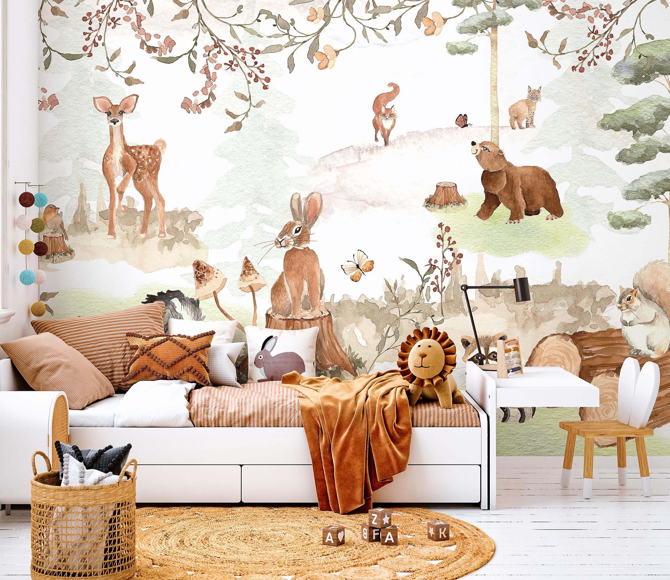 Woodland Wallpaper Animal Wallpaper Forest Animals Wall  Etsy Singapore