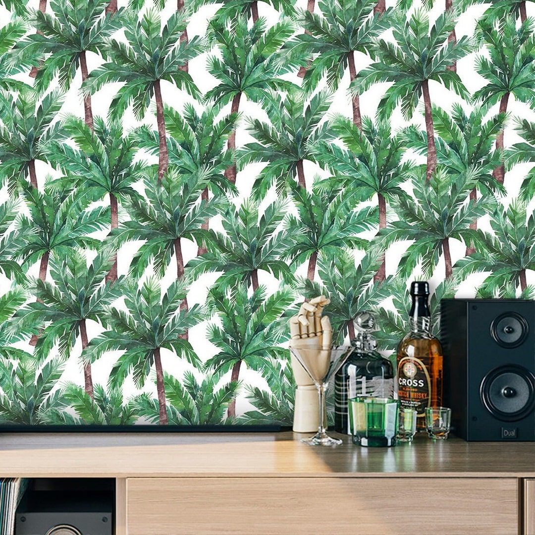 Palm Trees Wallpaper Peel and Stick, Removable Tropical Wall Mural