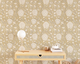 Floral Wallpaper Peel and Stick Botanical Gold SelfAdhesive Wallpaper For Living Room Decor