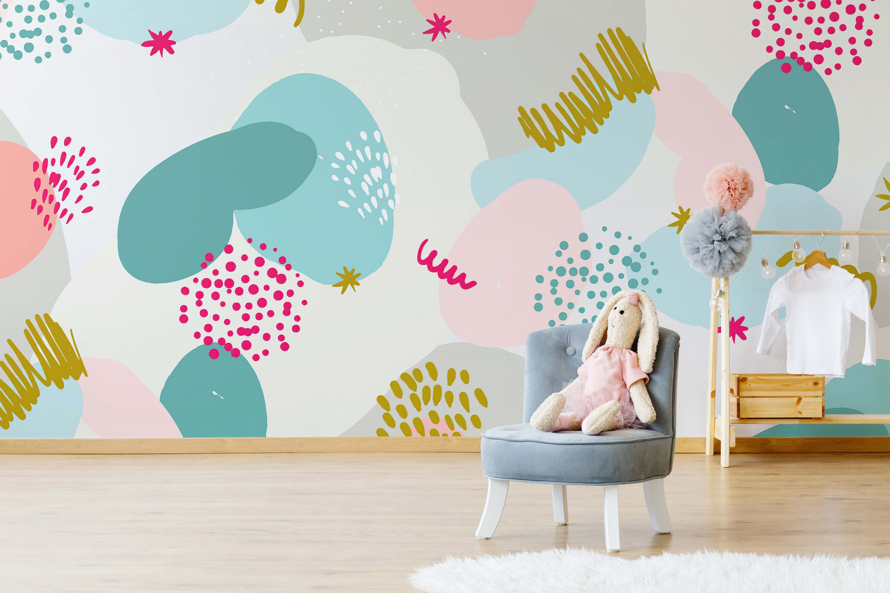 Abstract Kids Wallpaper Pastel Colors Nursery Wall Decor Etsy