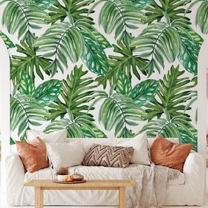 Tropical Palm Leaf Wallpaper Botanical Jungle Peel and Stick Removable Decor image 3