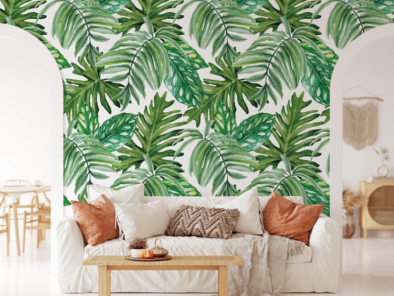 Tropical Palm Leaf Wallpaper Botanical Jungle Peel and Stick Removable Decor image 3