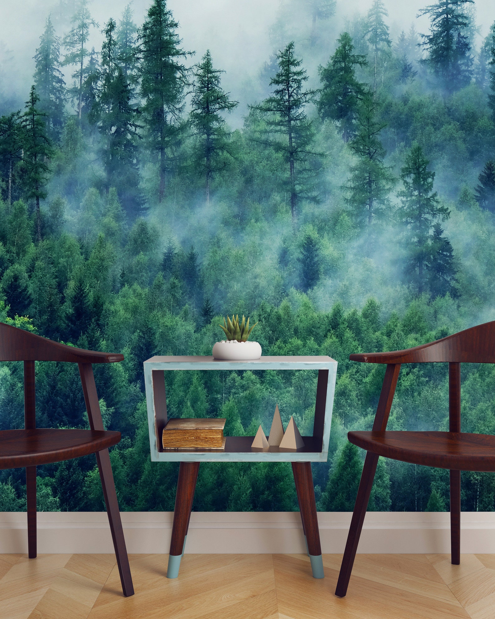 Foggy Mountain Mystic Forest Wall Mural 3D Landscape Peel and Etsy
