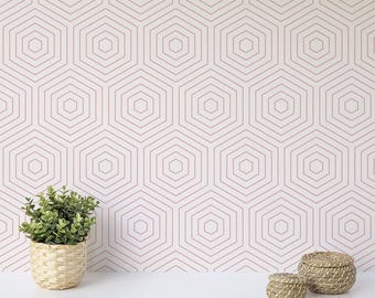 Geometric Hexagon Wallpaper Modern Abstract Triangle Peel and Stick Vinyl Mural Removable