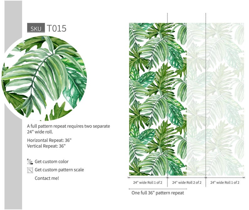 Tropical Palm Leaf Wallpaper Botanical Jungle Peel and Stick Removable Decor image 6