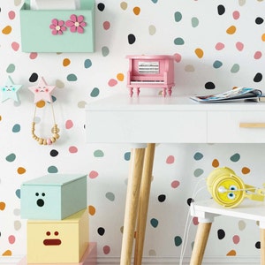 Colorful Polka Dot Peel And Stick Wallpaper, Nursery Wallpaper, Removable Wallpaper For Kids, Playroom Wallpaper, Nursery Wall Decor image 2