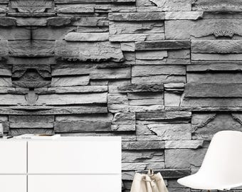 Grey Stone Brick Wallpaper  Modern Industrial Wall Decor Realistic Texture Home Design Self Adhesive Wallpaper A005D